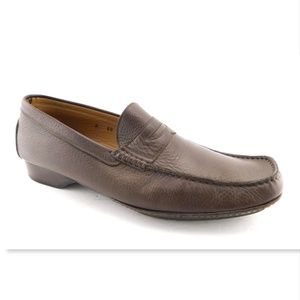 TARYN ROSE Brown Leather Slip On Penny Loafer Flats 42.5